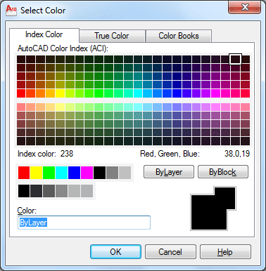 Colour palate in Auto CAD