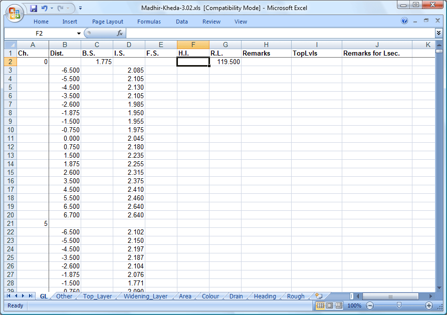 'GL' sheet in XLS data file