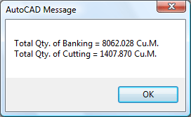 Message box showing quantities